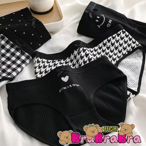 [ส่งจากไทย] 𝑩𝒓𝒂𝑩𝒓𝒂𝑩𝒓𝒂 #p-100 กางเกงในผ้าคอตตอน กกน กางเกงในผู้หญิง โทนดำ ใส่สบาย