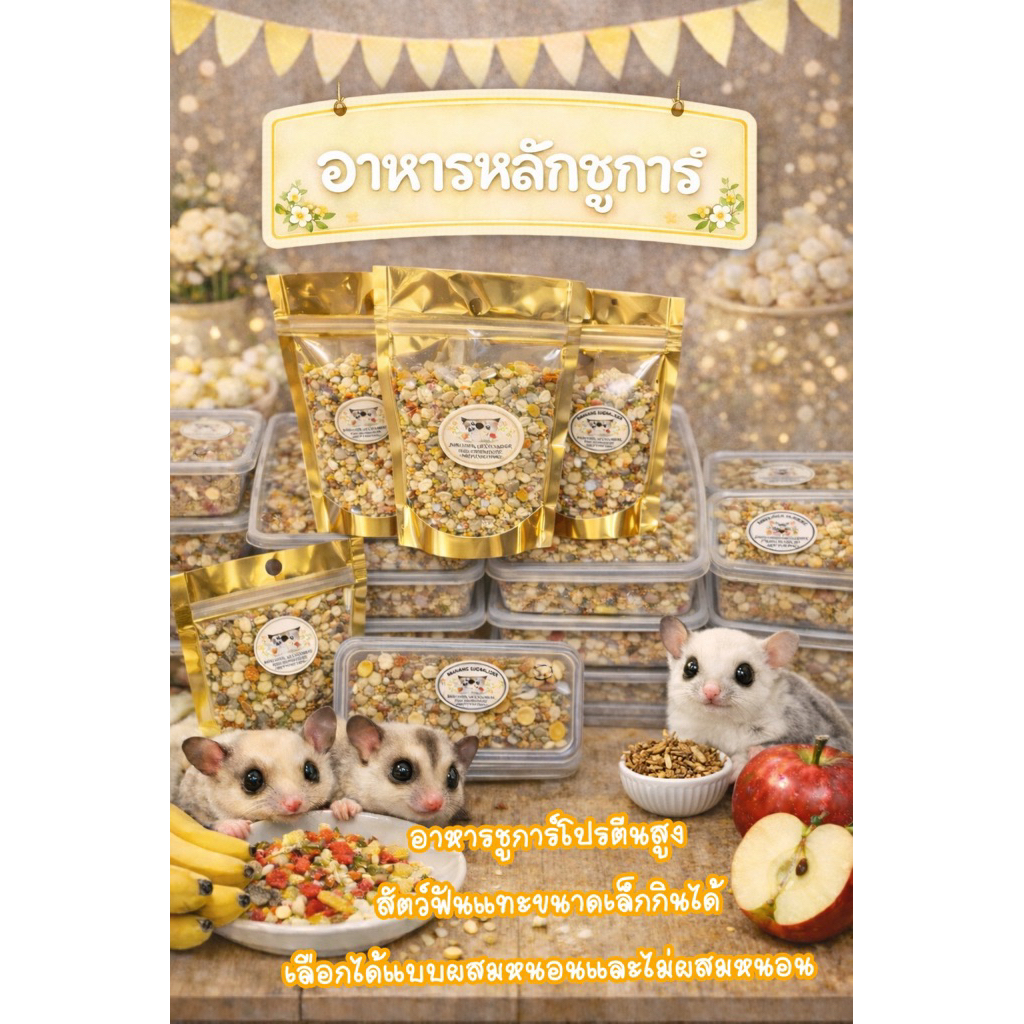 พร้อมส่งส่งไวอาหารเม็ดชูการ์500กรัมแถม50กรัม🥙1กิโลแถม100กรัมเสริมโปรตีนแคลเซียมอาหารกระรอกอาหารหนูแฮมเตอร์