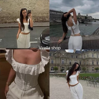 แบรนด์Valérie Off-Shoulder ชุดคลอเซ็ตขาวสไตล์ลูกไม้ ดีไซน์คอออกไหล่ พร้อมรายละเอียดกระโปรงฟรัฟฟี่น่ารัก