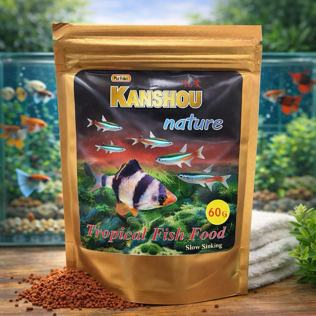 อาหารปลาสวยงามเม็ดจมช้า KANSHOU NATURE 60g. Tropical Fish Food Slow Sinking เม็ดจิ๋วใช้ได้กับปลาทุกชนิด