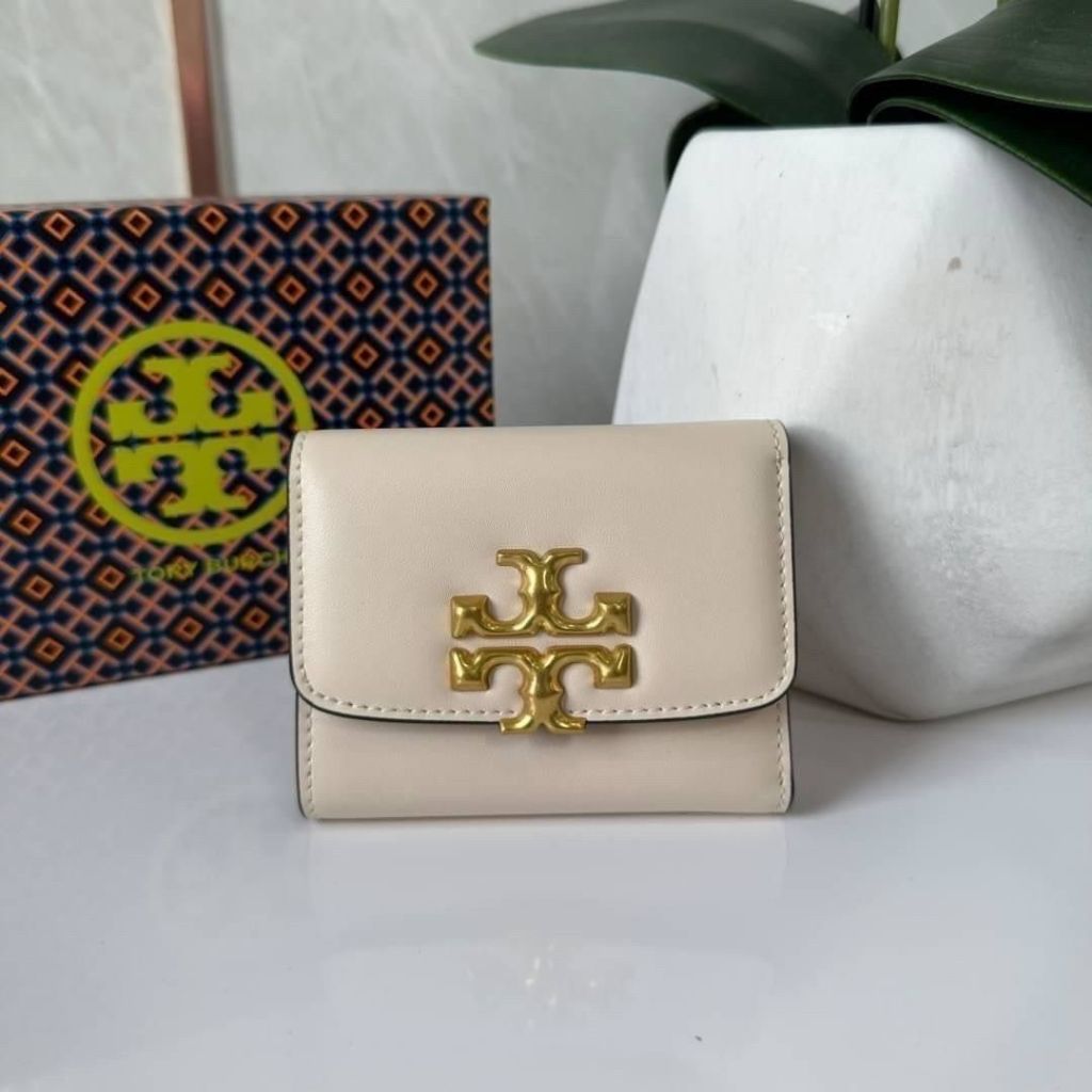 พร้อมส่ง กระเป๋าสตางค์ใบสั้น สีขาว T0ry Burch พร้อมกล่อง ผู้หญิง สวยหรู