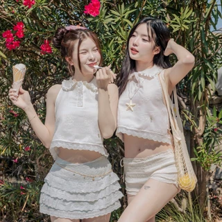 RIKA น้องมะพร้าว คอบัวปกระบาย เว้าหลังผูกโบว์หลัง