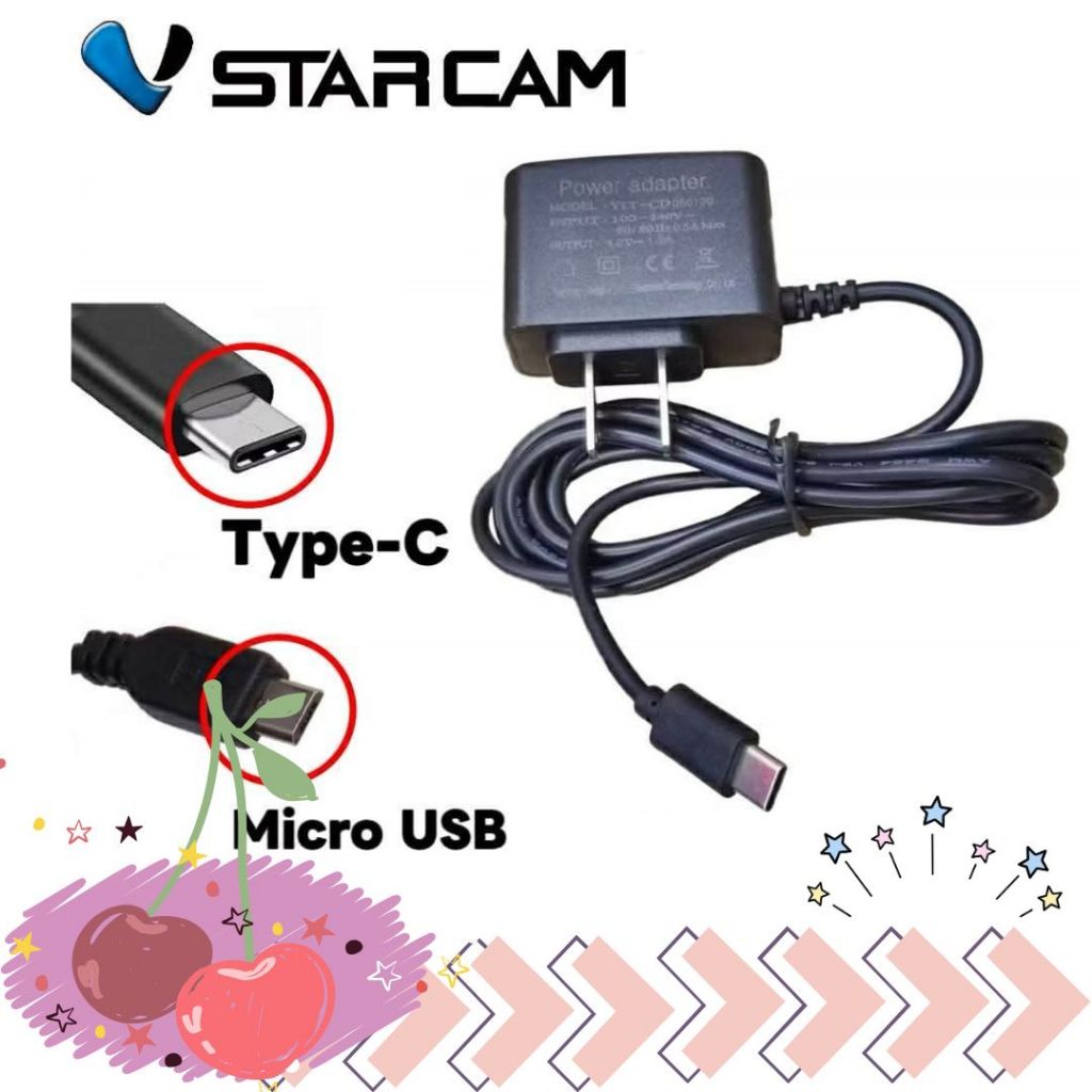 พร้อมส่งจากไทย VSTARCAM ADAPTER DC 5V - 1.2A 6.0W Type-C / Micro USB อะแดปเตอร์ สำหรับกล้องวงจรปิด I