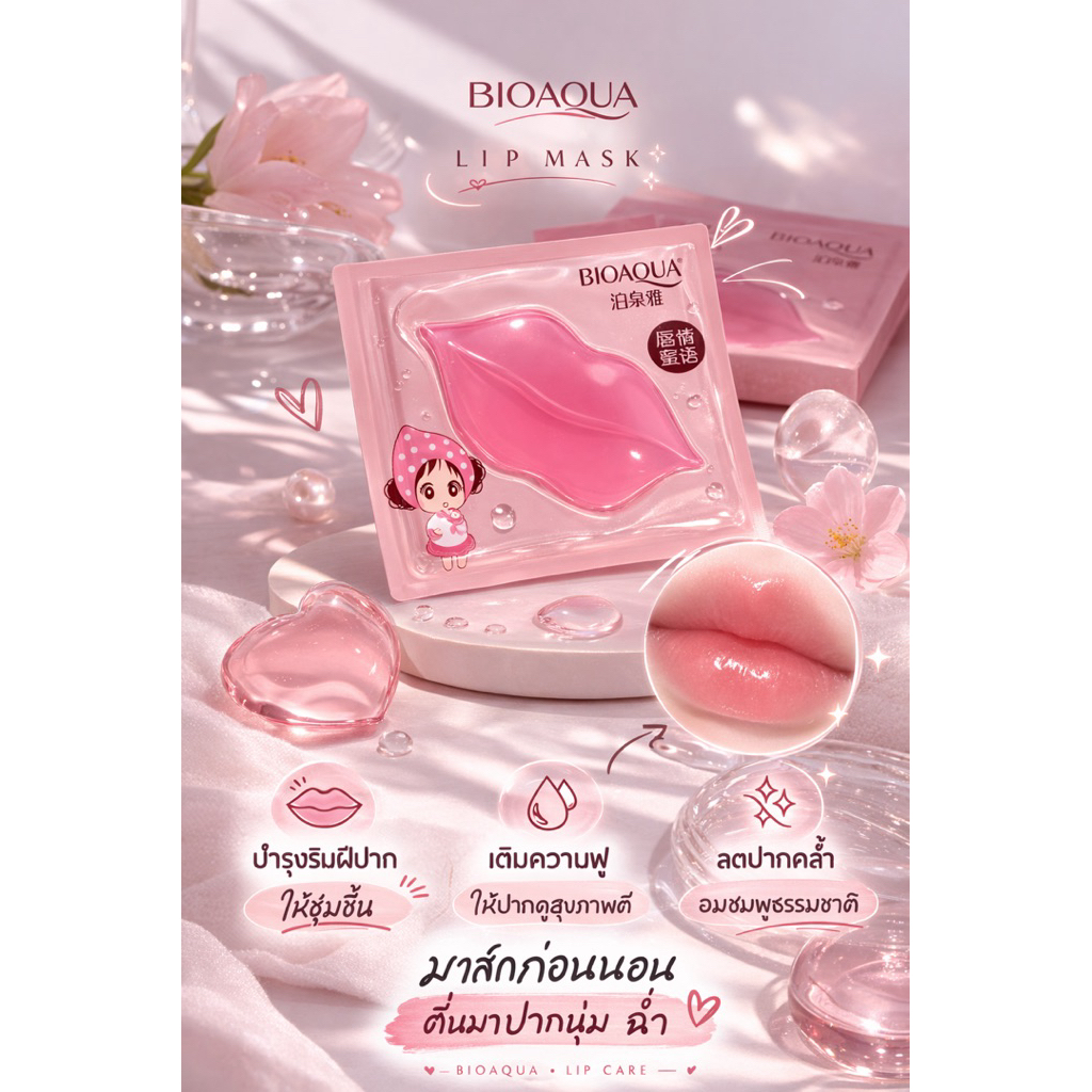 💗 BIOAQUA Lip Mask มาส์กริมฝีปากคอลลาเจน 💗