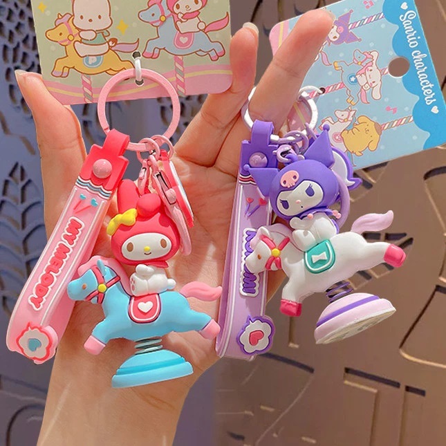 ลดล้างสต็อก​ พวงกุญแจ Sanrio My Melody Kuromi พวงกุญแจม้าหมุน ของแท้ ของใหม่ ขายถูก