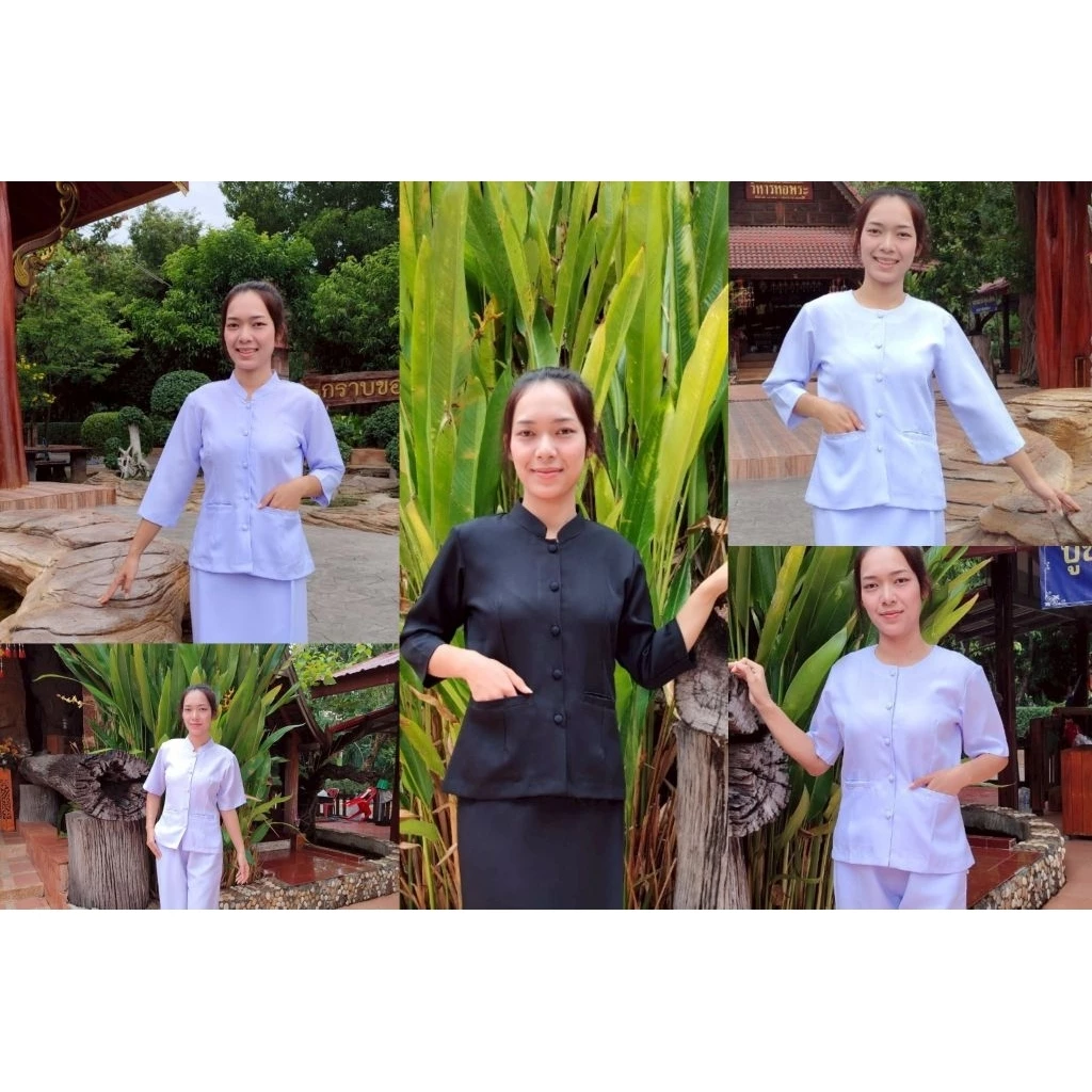 เเยกเสื้อดำ&ขาวคอจีน&คอกลม แขนสั้น&สี่ส่วน ผ้าโซล่อน