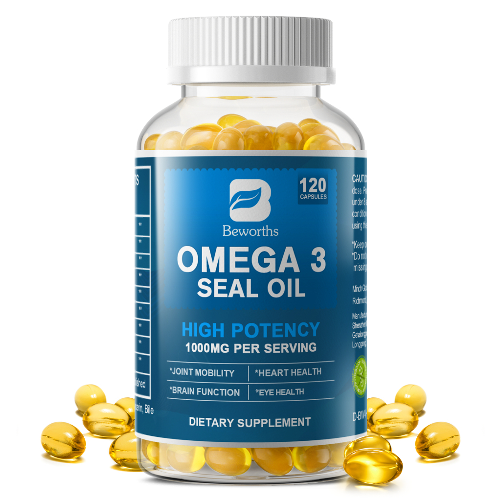 BEWORTHS Omega 3 Seal Oil Capsules 1000mg EPA DHA Helps Support Brain Heart & Eye Joint Mobility Imm