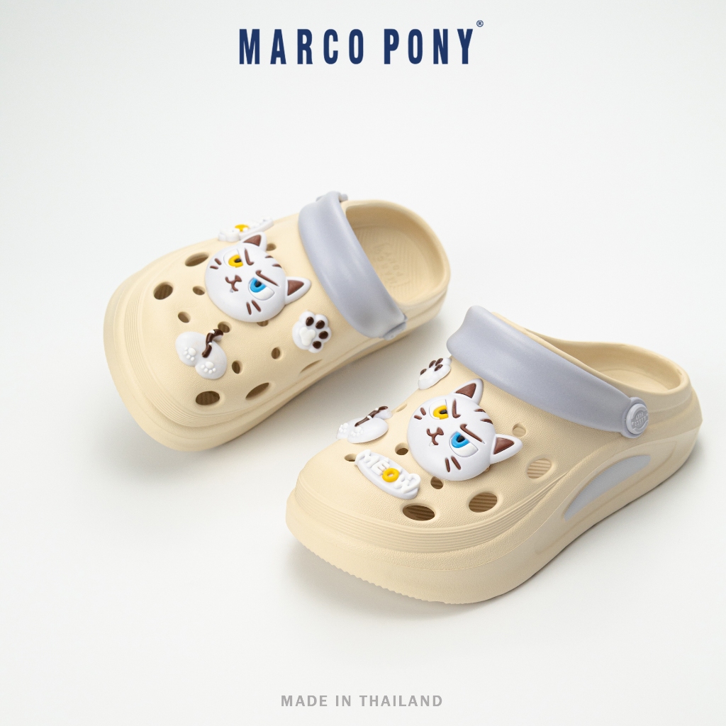 Marco Pony รองเท้าแตะ รองเท้าหัวโต พื้นหนา เพิ่มความสูง ทนต่อการสึกหรอ กันลื่น วัสดุ EVA MH9039