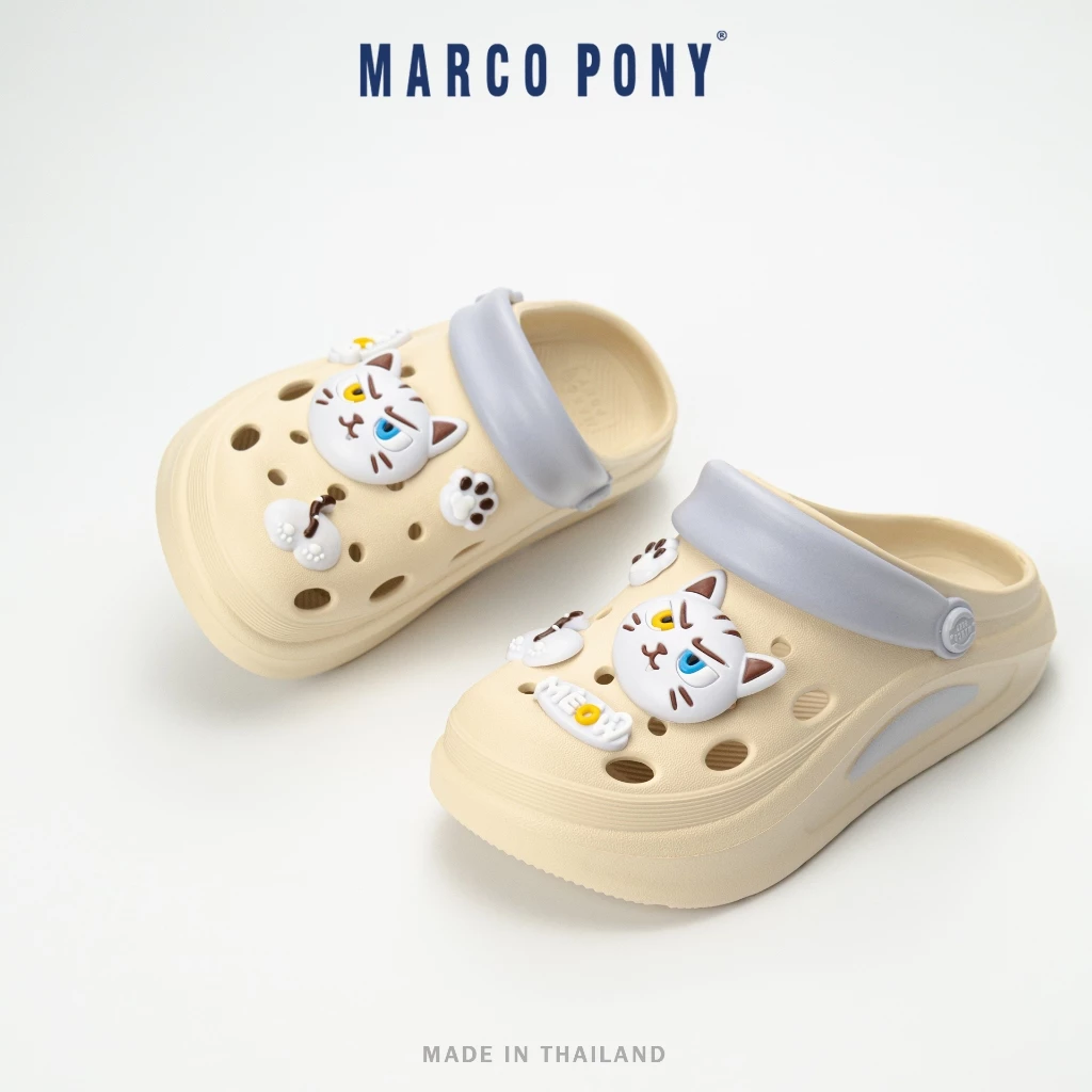 Marco Pony รองเท้าแตะ รองเท้าหัวโต พื้นหนา เพิ่มความสูง ทนต่อการสึกหรอ กันลื่น วัสดุ EVA MH9039