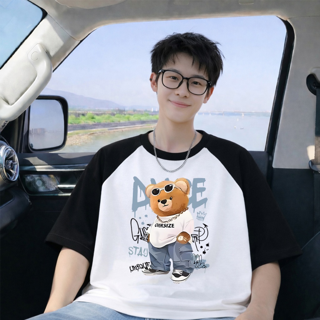 P-1305  เสื้อยืดแขนสั้น ทูโทนแบบมาใหม่ สีสดใสน่ารัก ขายดีตามเทรนต์ ใส่ได้ทั้งหญิงและชาย