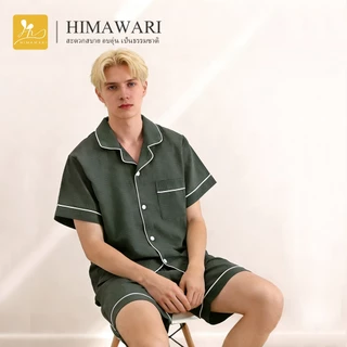 HIMAWARI丨ชุดนอนผู้ชาย ชุดนอนผ้าฝ้าย ชุดนอนแขนสั้น นุ่มสบายผิว ใส่ได้ทุกฤดู