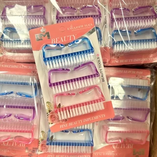 [ขายยกโหล12แผง] แปรงขัดเท้า ขัดมือ ขัดเล็บ 1แผงมี3ชิ้น สีหวาน คละสี (รวมได้แปรง36ชิ้น)