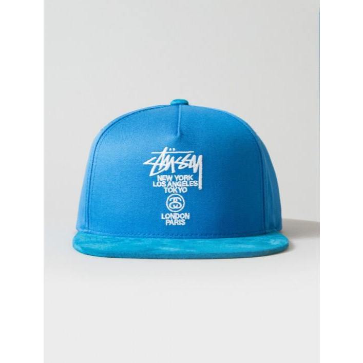 Stussy World Tour Snapback Cap Blue