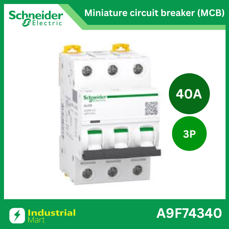 Schneider A9F74340 MCB Acti9 iC60N C-Curve,400VAC,3P 40A 10kA