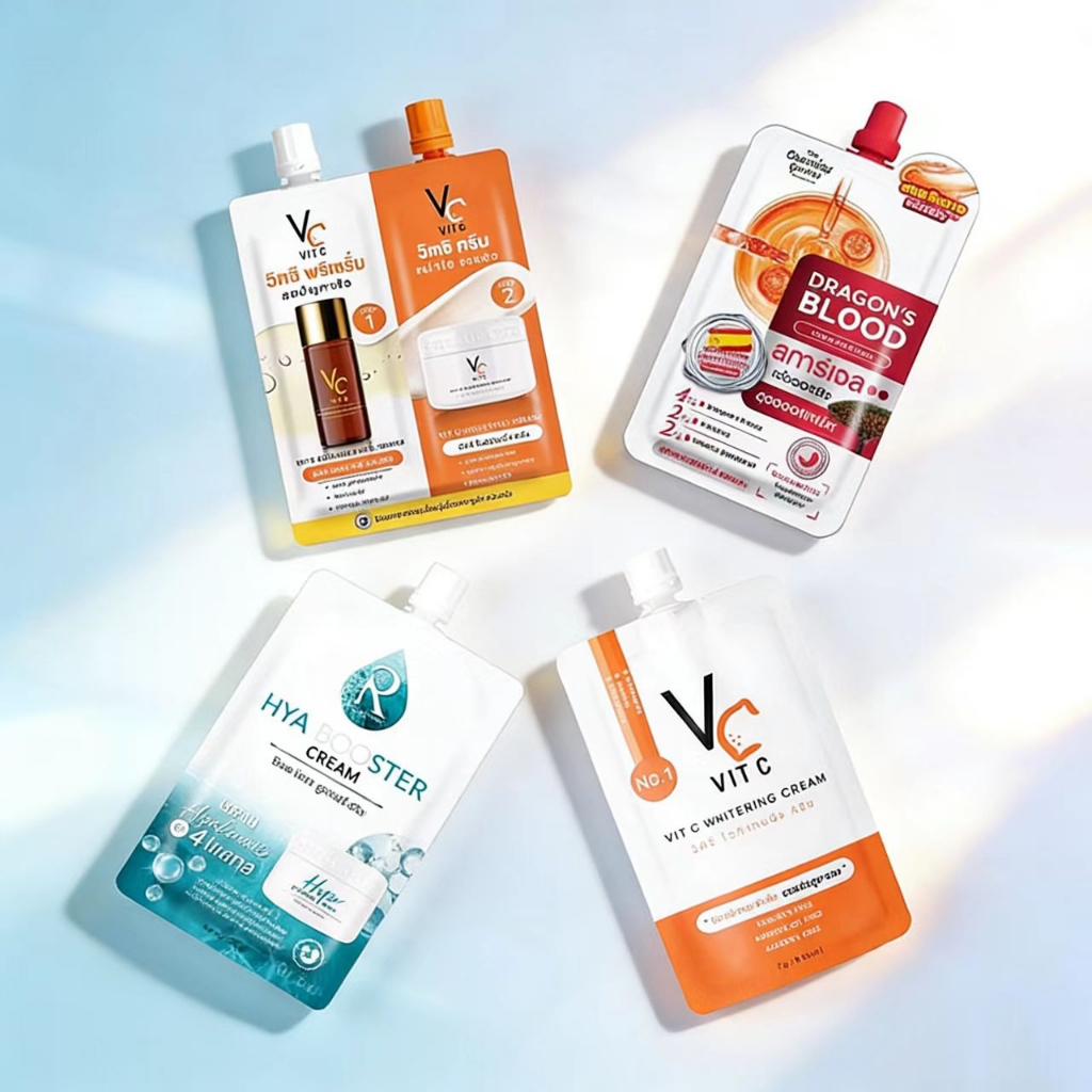 (1ซอง)ครีมซองแบรนด์รัชชา,VC Serum Vit C Whitening Cream,Dragon's Blood Acne Scar