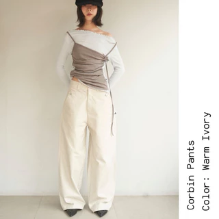 AMUSE BKK : Corbin Pants กางเกงทรงกระบอก ผ้าแคนวาสฟอก สไตล์ workwear (กรุณาอ่านไซส์ให้ละเอียดก่อนสั่ง)