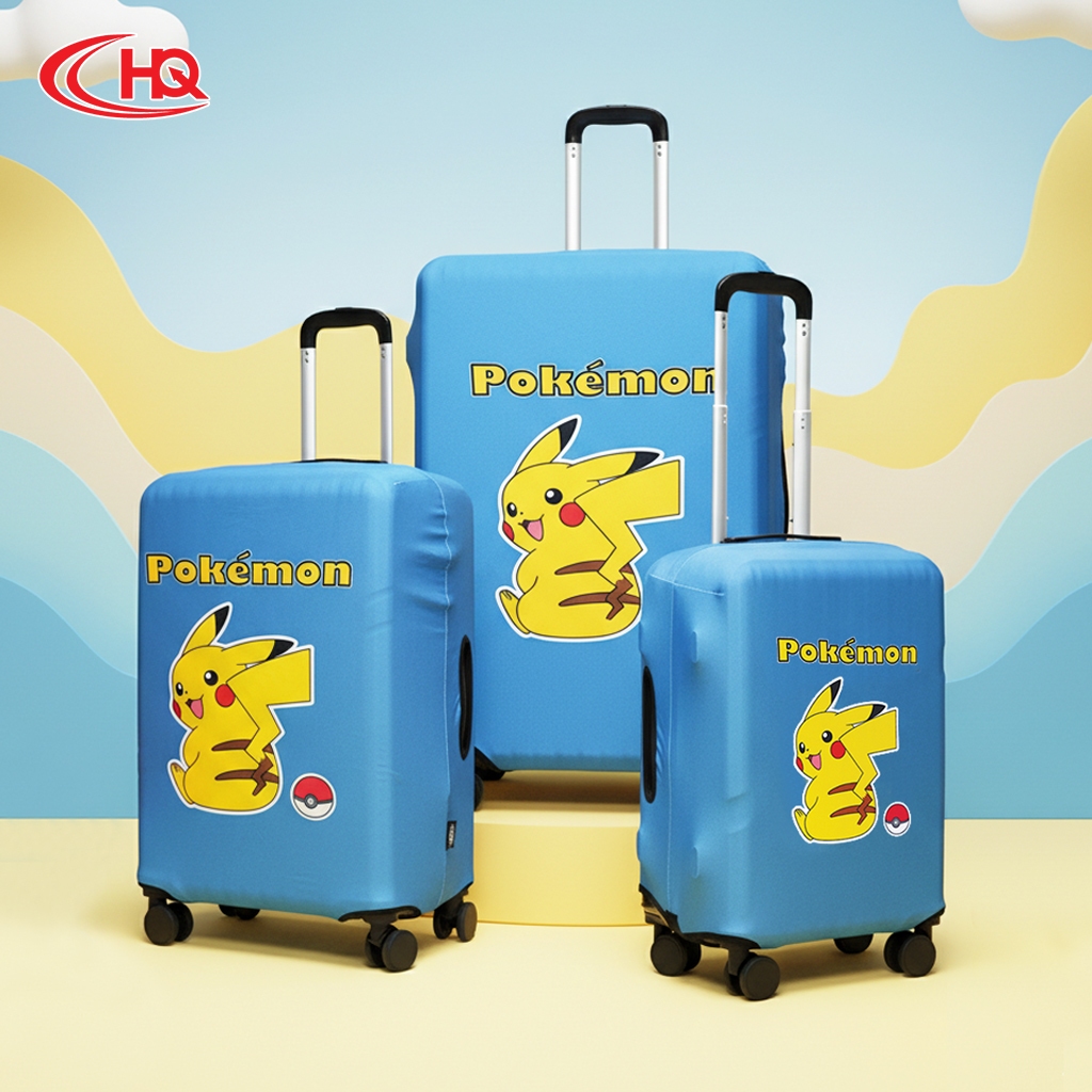 HQ LUGGAGE ผ้าคลุมกระเป๋าเดินทาง ผ้ายืด มียางยืด รูดติดกันด้วยซิป มี 3 ขนาด (S,M,L) ลายโปเกมอน