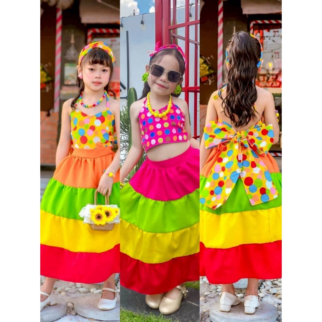 ชุดซัมเมอร์ Summer แฟชั่นเด็ก ชุดใส่สงกรานต์💚พร้อมส่ง(KH)