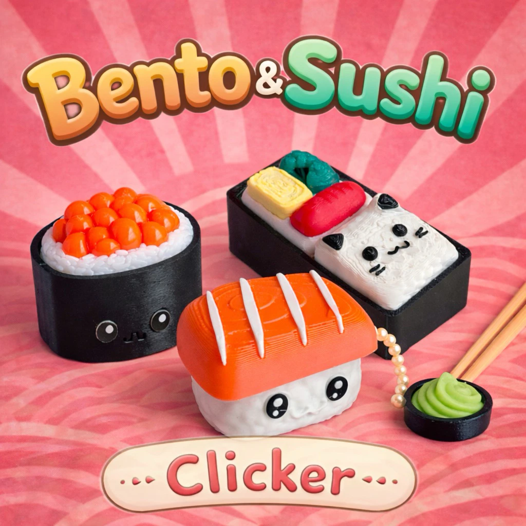 Bento Sushi Clicker พวงกุญแจคลิก คีย์แคป ลายเบนโตะ ซูชิ อาหารญี่ปุ่น by MamiAmiDIY