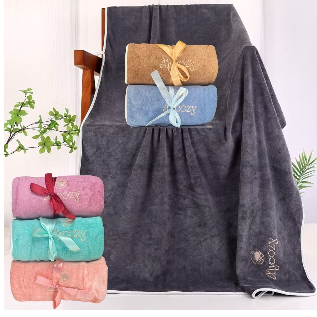 Mycozy ผ้าเช็ดตัว นาโน (400 กรัม) รุ่นหนาพิเศษ 75*145ซม. ดูดซับน้ำดี ไม่เป็นขุย