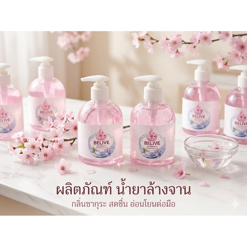 Beliveผลิตภัณฑ์น้ำยาล้างจาน(กลิ่นซากุระ)
