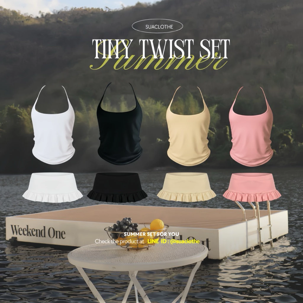SUACLOTHE TINY TWIST SET ชุดสายเดี่ยวร้อยหลัง + กระโปรงจิ๋ว thumbnail 10