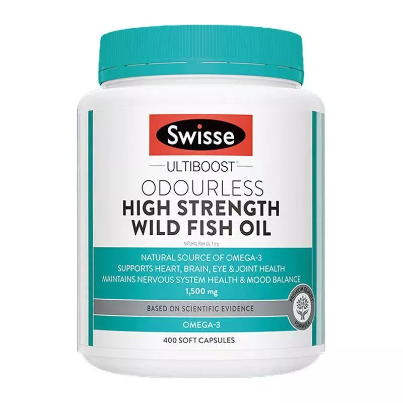 Swisse Ultiboost Odourless High Strength Wild Fish Oil น้ำมันปลาบำรุงสมอง 1500mg 400 แคปซูลแบบนิ่ม(EXP:.2028)