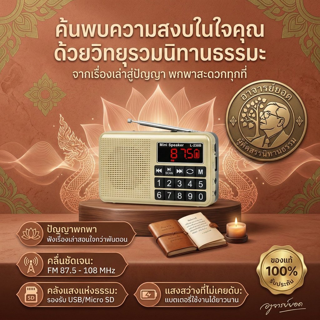 วิทยุ MP3 เรื่องเล่าอาจารย์ยอด ฟังเรื่องผี นิทาน ตำนาน ประวัติศาสตร์ ลี้ลับ ธรรมะ เกร็ดความรู้ เสียงชัด ใช้งานง่าย ราคา ถูกที่สุด ดีลบีเคเค แกลเลอรีภาพที่ 3