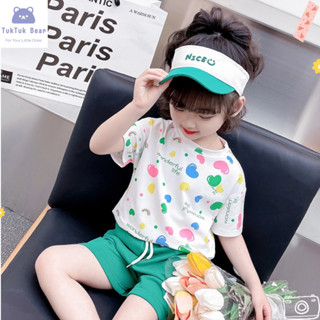 เสื้อยืดเด็กผู้หญิง เสื้อแขนสั้นเด็ก คอกลม ลายน่ารัก ลำลอง พ…