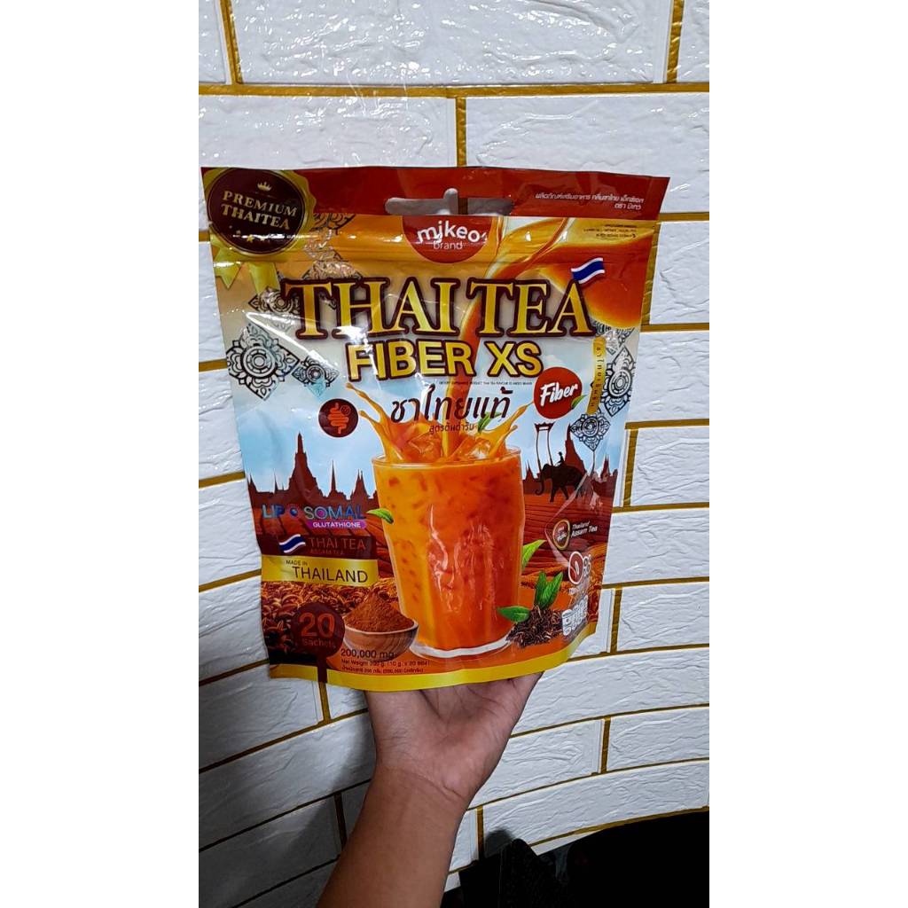mikeo brand THAITEA FIBER XS ชาไทยแท้ สูตรต้นตำรับ 1 ห่อ มี 20ซอง