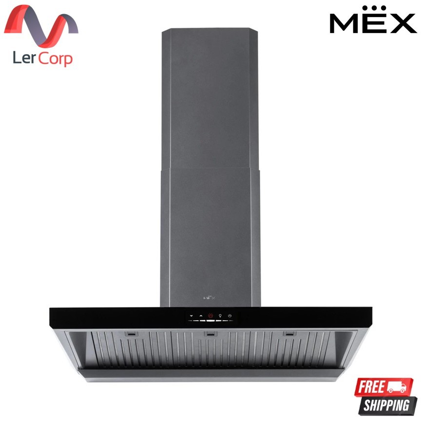 (Mex) เครื่องดูดควันกระโจมทรงกล่องระบบสัมผัส ขนาด 90 ซม. (สี Dark Metallic Grey) รุ่น K639BFDG90