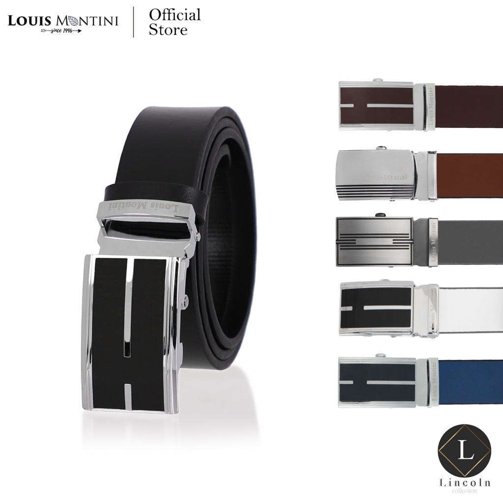 [ส่งด่วนฟรี] Louis Montini Automatic Belt หัวออโต้เมติก เข็มขัดผู้ชาย หนังวัวแท้  Men's Belt MGN350