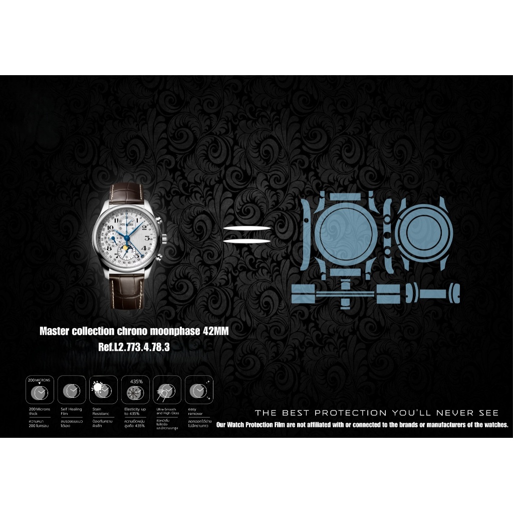 ฟิล์มป้องกันรอยนาฬิกา Watch Protection Film for longines Master collection chrono moonphase 42MM Ref