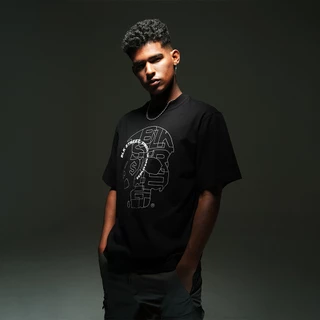 DAVIE JONES [BLK STREET] เสื้อยืดผู้ชาย Graphic Oversized Fit T-Shirt สีดำ WA0304