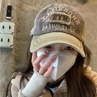 COD🚚หมวกเบสบอลผู้ชาย สไตล์วินเทจ ฟอกสี มีตัวอักษร เหมาะสำหรับทุกฤดูกาล ลำลอง ป้องกันแสงแดด-Trinketss