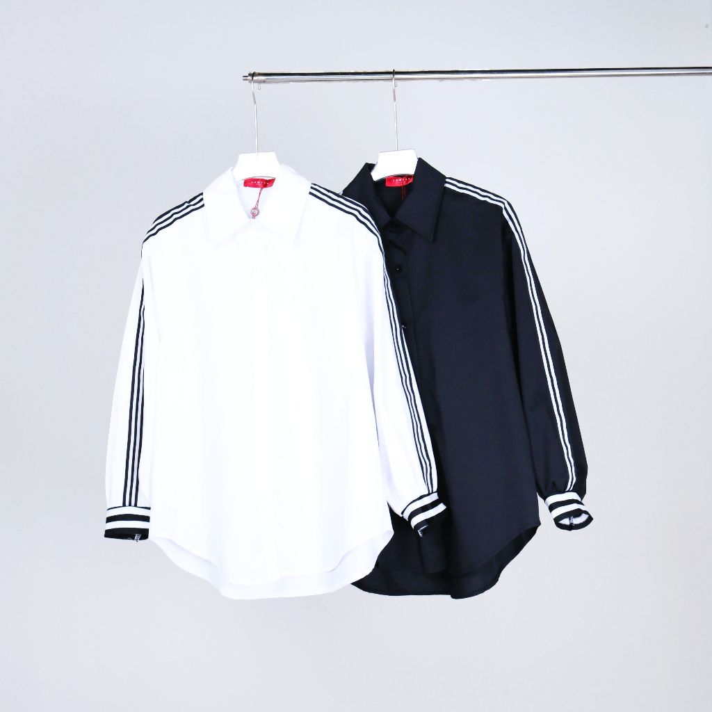 Lawyer Store [8271286-8271371] เสื้อคอปกแขนยาว แต่งแถบริ้วแขนจั้ม กระดุมใช้งานได้จริง เสื้อเชิ๊ต เสื้อคอปก เสื้อแขนยาว