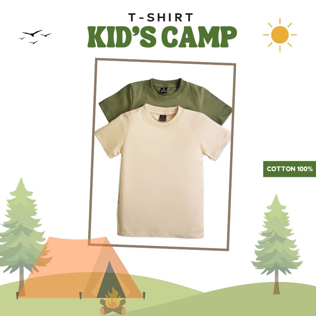 เสื้อยืดเด็ก Camping แคมป์ปิ้ง มินิมอล เสื้อยืดเด็กสีพื้น เสื้อยืดเด็กผู้ชาย ผู้หญิง แฟชั่นเด็ก