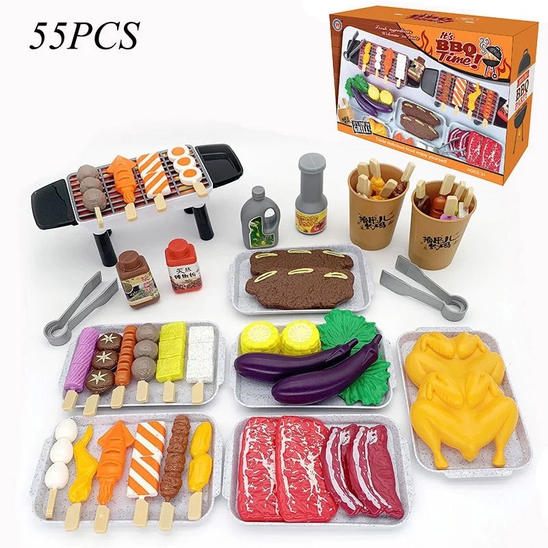 80 PCS ของเล่นบาร์บีคิว ของเล่นทำอาหาร อาหารจำลอง ฝึกทักษะการลงมือของเด็กๆ