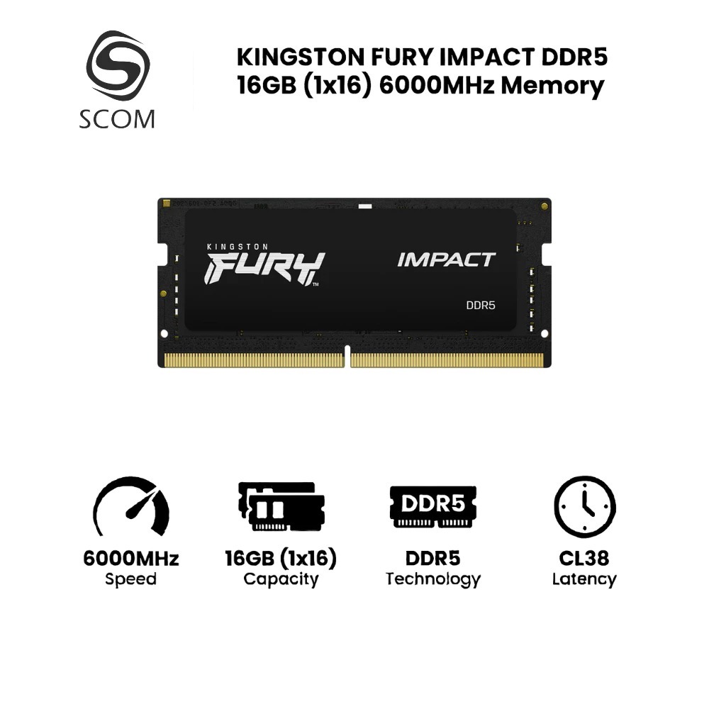 KINGSTON RAM NOTEBOOK DDR5 16GB 6000MHz KINGSTON FURY IMPACT (KF560S38IB-16)