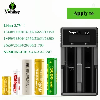 [มาใหม่!!!] เครื่องชาร์จ Vapcell รุ่น L2 USB-C LCD Charger รองรับ 3.7V Li-ion/1.2V Ni-MH