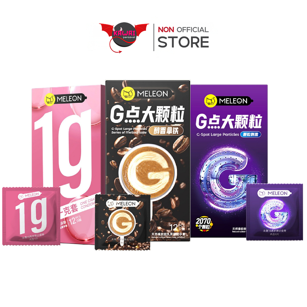 MELEON ถุงยางชนิดขรุขระ 2070 ปุ่ม บาง กลิ่นกาแฟลาเต้ คั่วเข้ม วานิลลา กล้วย เพิ่มน้ำหล่อลื่น ไซส์ 52