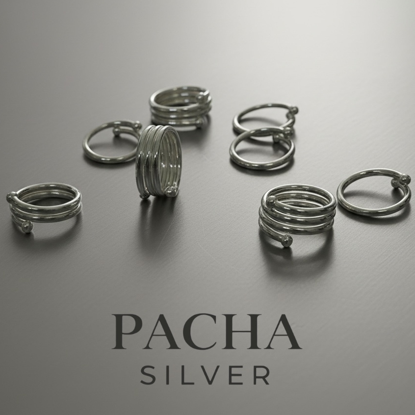 Pachasilver | แหวนตุ้มจิ๋ว  แหวนเงินแท้ แหวนมินิมอล แหวนติดมือ แหวนเงินเกลี้ยงเงา 965 แหวนคู่ แหวนโปร่ง แหวนติดนิ้ว