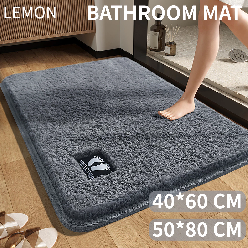 【LEMON】50×80CM พรมเช็ดเท้า ซึมซับน้ำได้ดี หนานุ่มมาก สไตล์มินิมอล กันลื่น มีให้เลือก 7 สี