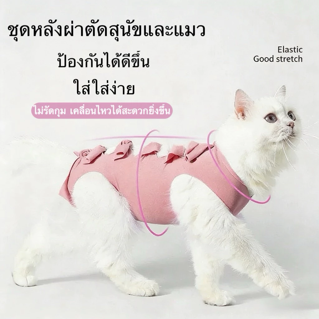 ชุดแมวทำหมันเสื้อหลังผ่าตัด เสื้อหลังผ่าตัดแมว ชุดหลังผ่าตัดสุนัขและแมว เสื้อหลังผ่าตัดสุนัขและแมว หย่านม ป้องกันการเลีย