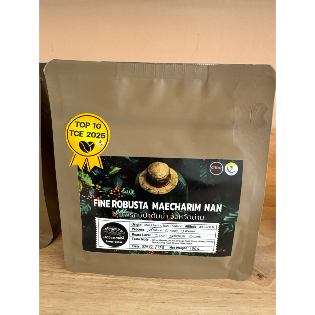 เมล็ดกาแฟ robusta คั่วกลาง 150กรัม