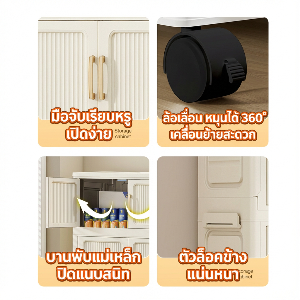NeatBox ตู้เก็บของพับได้ 90cm PP หนาพิเศษ รับน้ำหนัก 350kg มีล้อ จุของได้เยอะ เก็บเสื้อผ้า ของใช้ รูปที่ 6