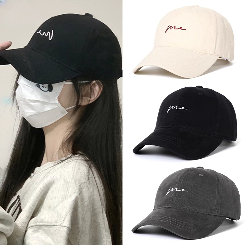 หมวกแก๊ป หมวกเบสบอล ปักลาย สไตล์เกาหลี หมวกกันแดด แฟชั่น มินิมอล ใส่เที่ยวสงกรานต์ เท่ๆ หน้าเรียว พร้อมส่งจากไทย