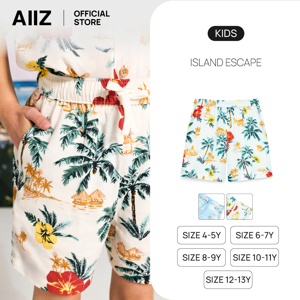 AIIZ (เอ ทู แซด) - AIIZ กางเกงเด็กขาสั้น ลายซัมมเมอร์ ผ้าเรยอน 100% AIIZ Kids’ Summer Floral Shorts 