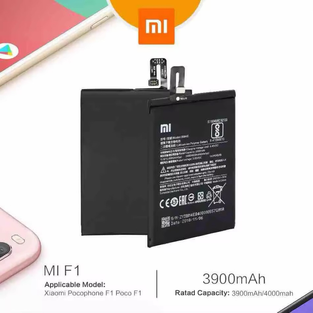 Xiaomi F1 แบตเตอรี่ BM4E 4000 mAh สำหรับ Xiaomi Pocophone F1 Poco F1 คุณภาพสูงเปลี่ยนโทรศัพท์ BM4E แ