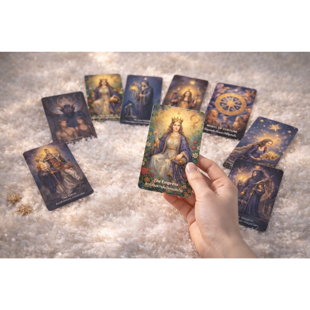 PINKVALO Tarot ไพ่ดูดวง ไพ่ทาโรต์ 22 ใบ Major Arcana ไพ่ยิปซี ไพ่ทำนายดวง ไพ่เปิดดวง ไพ่สายมู ไพ่พลังจักรวาล